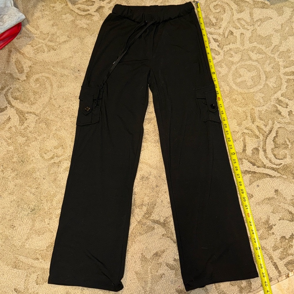 Black wide leg pants, draw string waist, size small